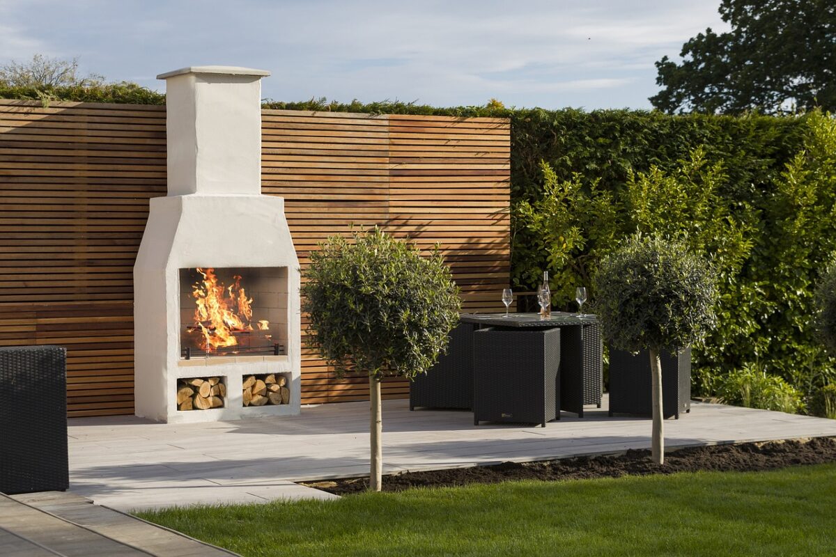 garden, fireplace, outdoor